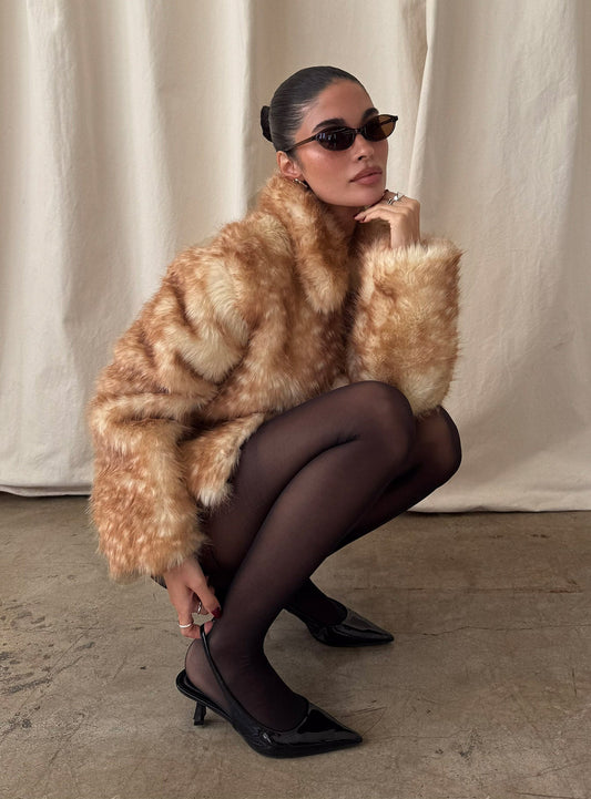 Dawnn Faux Fur Jacket Animal