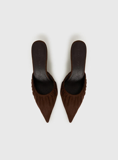 Admiration Pointed Toe Faux Suede Heels Brown